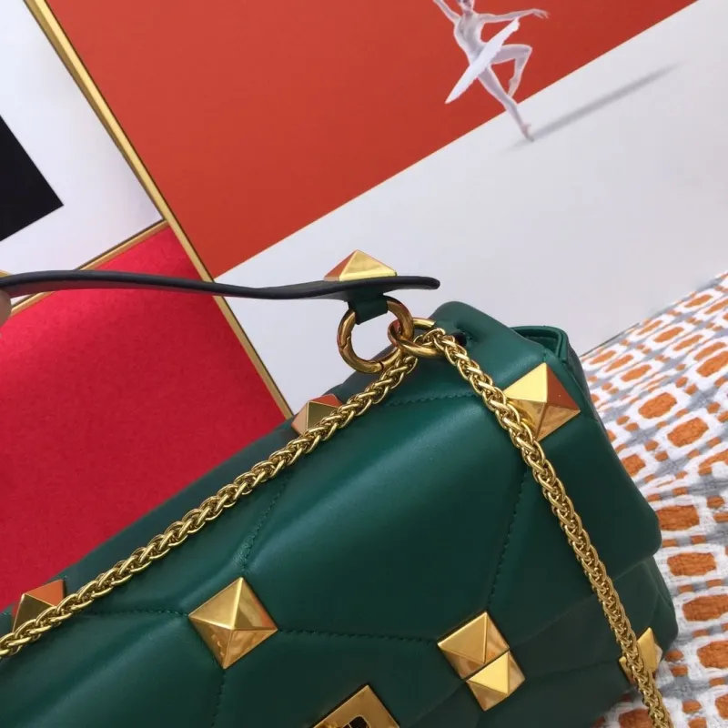 Valentino Green Studded Satchel Bag V9828 - Image 7