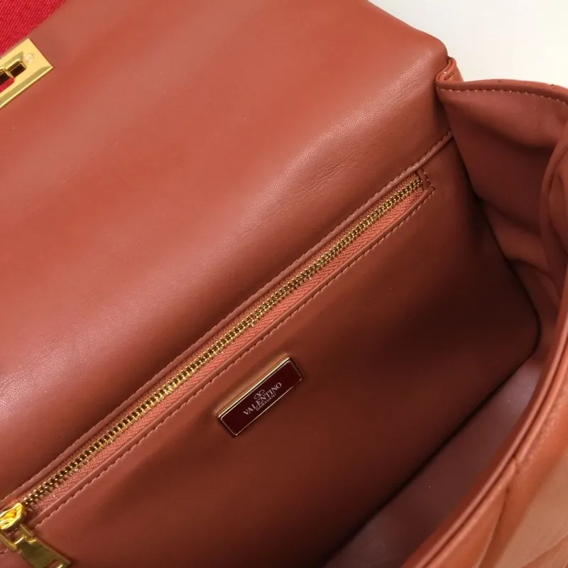 Valentino V9828 Brown Leather Studded Satchel Bag - Image 9
