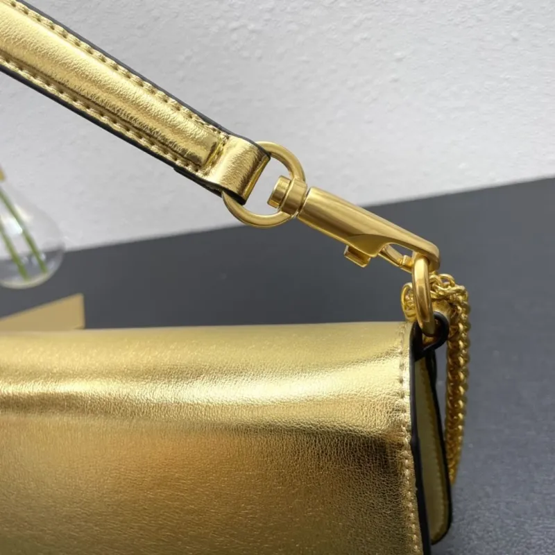 Valentino Gold Leather Satchel Bag 6008 Large 27cm - Image 6