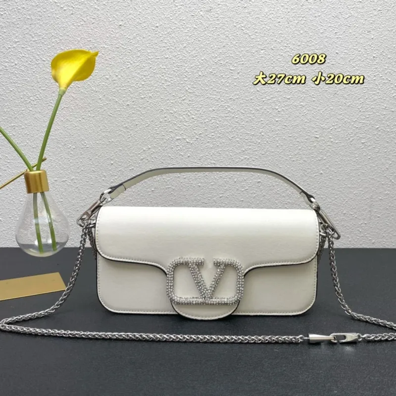 Valentino White Crystal Logo Satchel Bag 6008 27cm 20cm