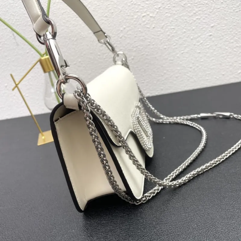 Valentino White Crystal Logo Satchel Bag 6008 27cm 20cm - Image 5