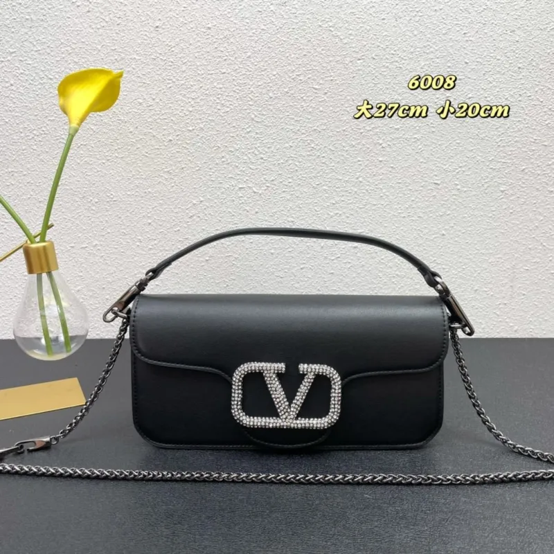 Valentino 6008 Black Leather Satchel Bag
