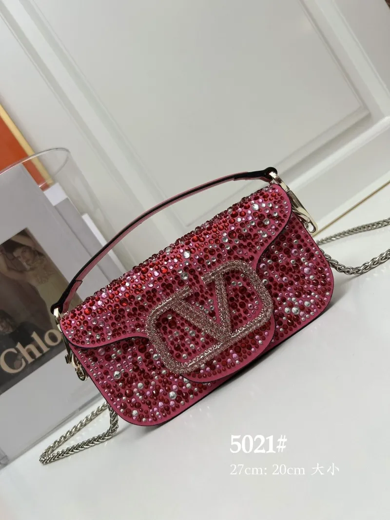 Valentino Pink Rhinestone Satchel Bag 5021