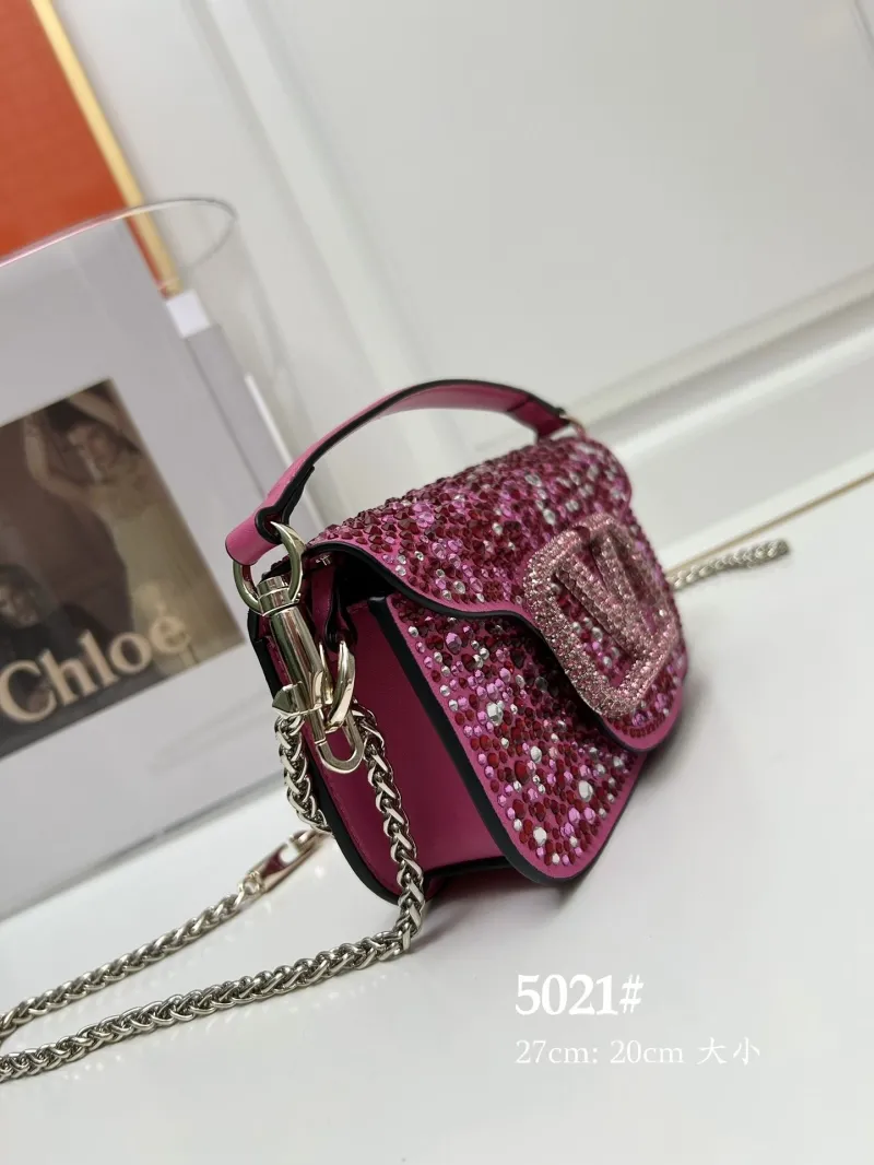 Alternative view of Valentino Pink Rhinestone Satchel Bag 5021