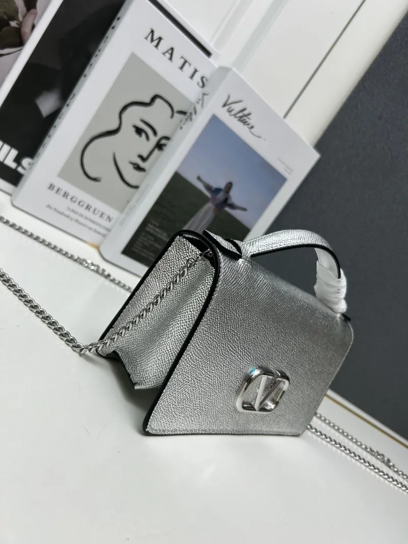 Valentino Silver Chain Satchel Bag 9882 - Image 3