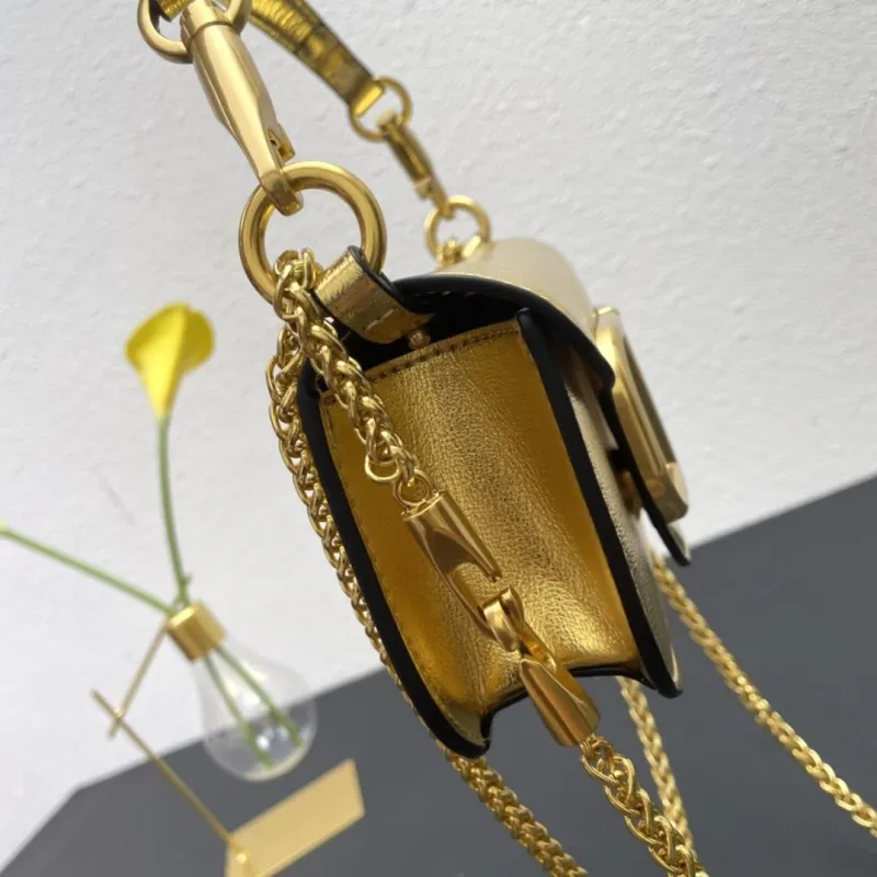 Valentino Gold Small Crossbody Satchel Bag 5008-2 - Image 4