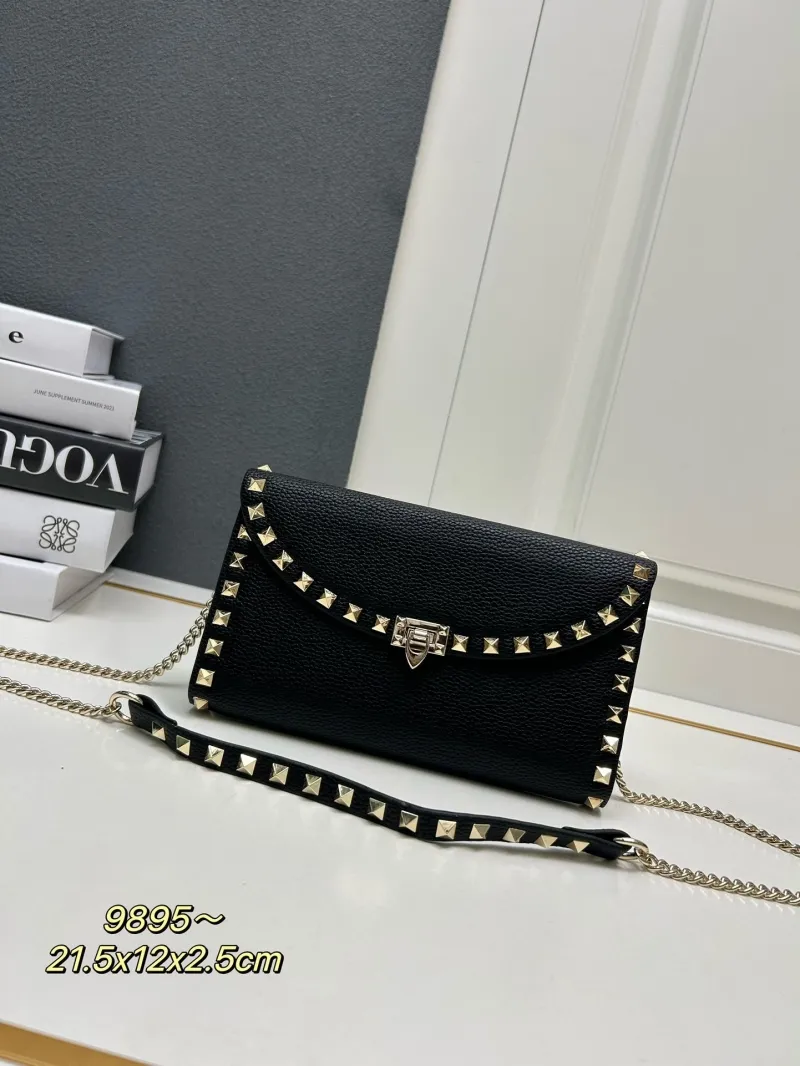 Valentino Black Rockstud Chain Crossbody Bag 9895