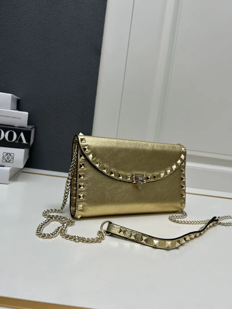 Valentino Gold Rockstud Crossbody Bag - Image 3