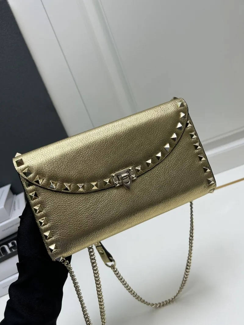 Valentino Gold Rockstud Crossbody Bag - Image 4