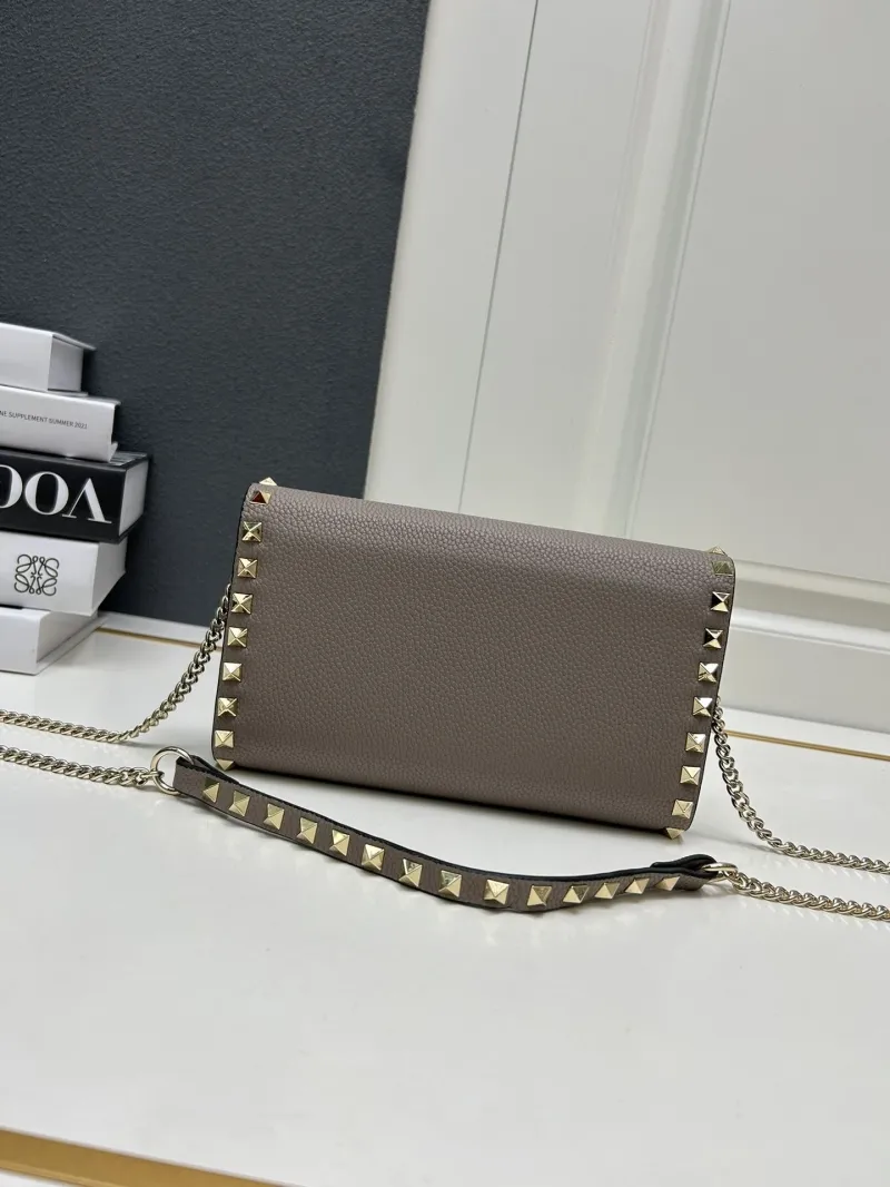 Valentino Taupe Rockstud Crossbody Satchel Bag 9895 - Image 3