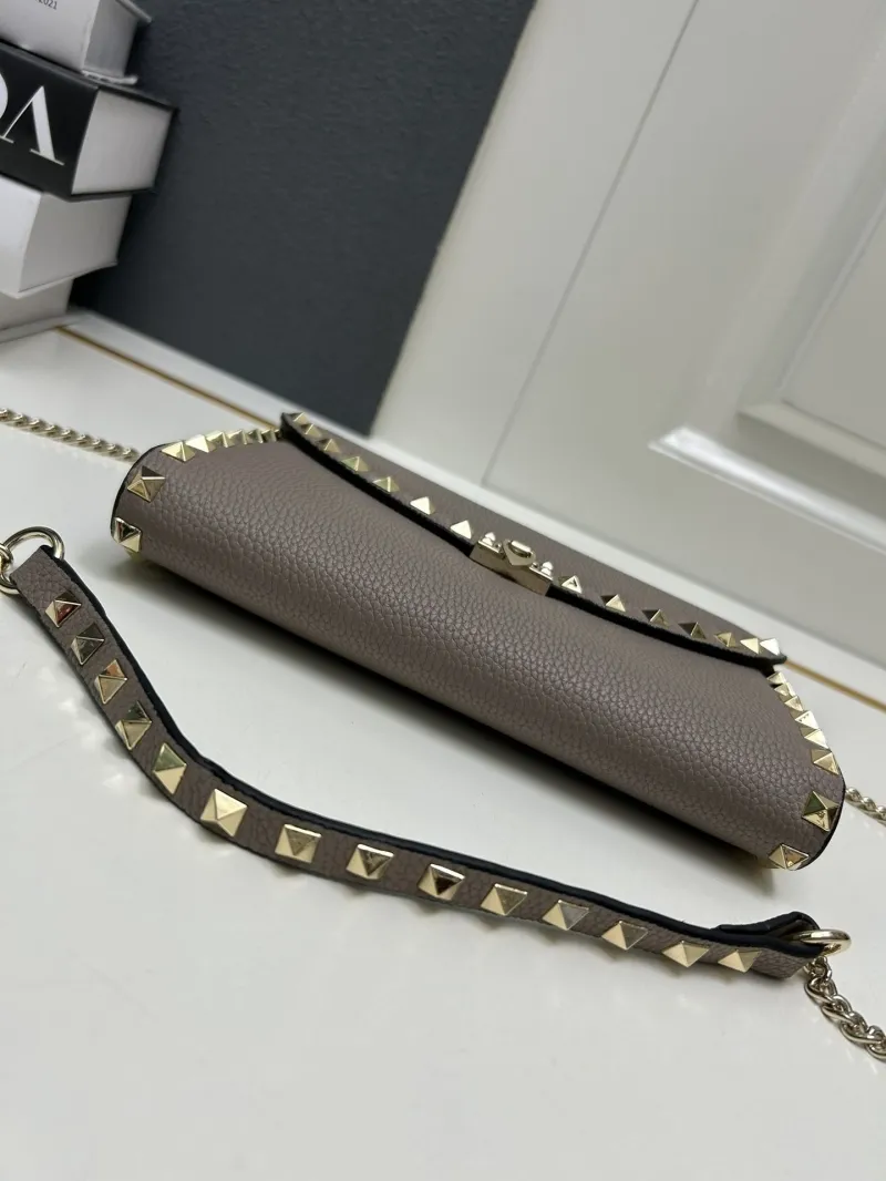 Valentino Taupe Rockstud Crossbody Satchel Bag 9895 - Image 7