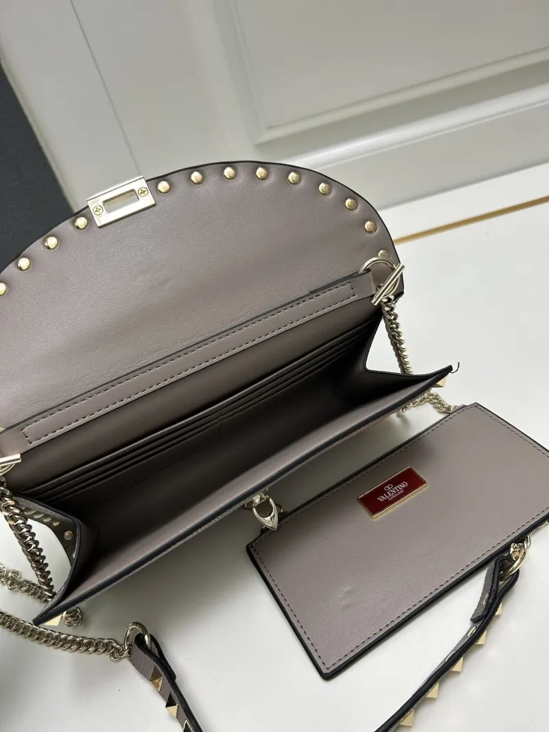 Valentino Taupe Rockstud Crossbody Satchel Bag 9895 - Image 8