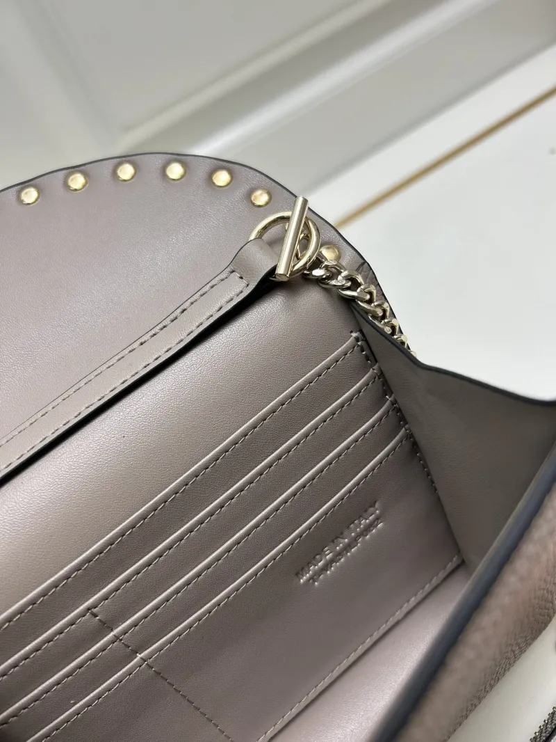 Valentino Taupe Rockstud Crossbody Satchel Bag 9895 - Image 9