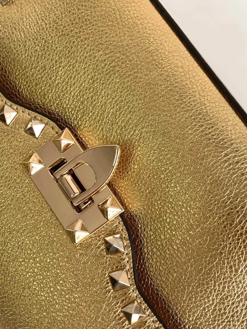 Valentino Gold Crossbody Satchel Bag 5027 - Image 4