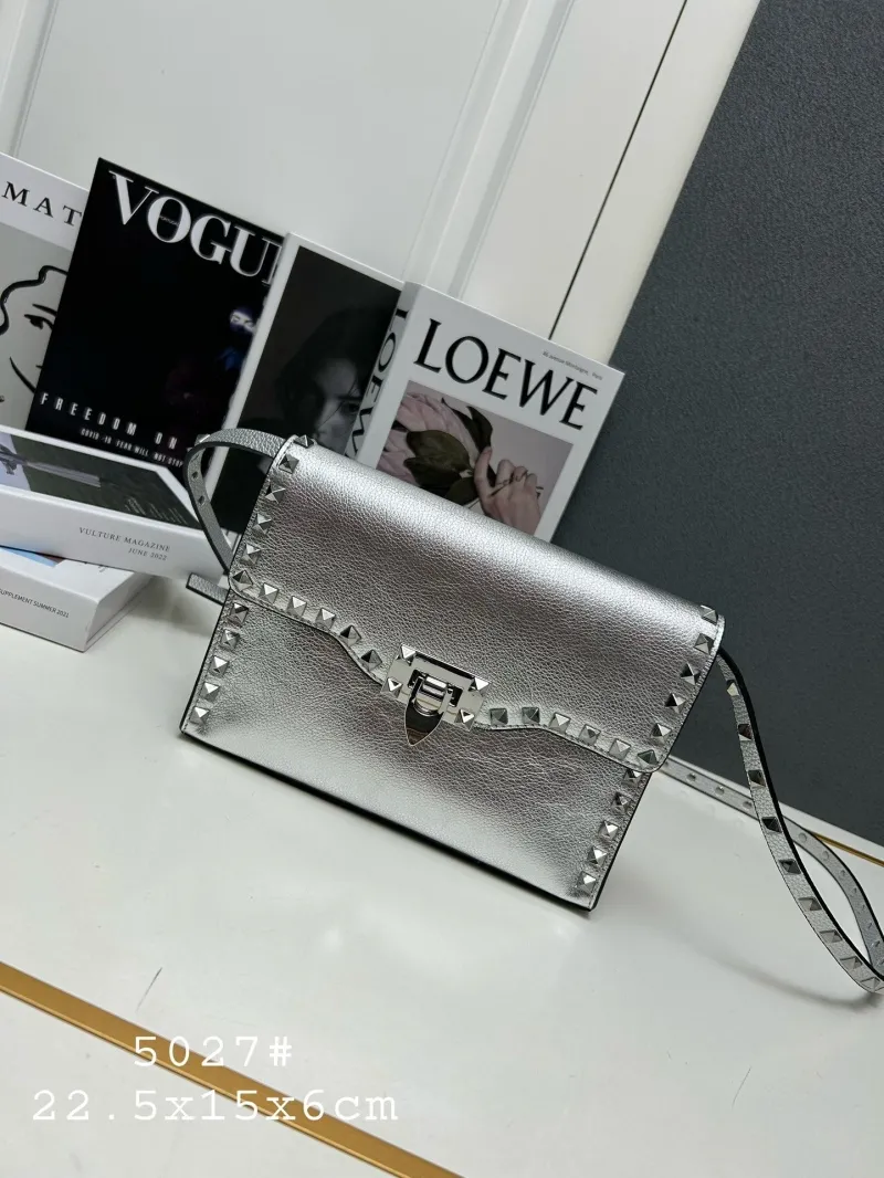 Valentino Women's Silver Studded Crossbody Bag 5027