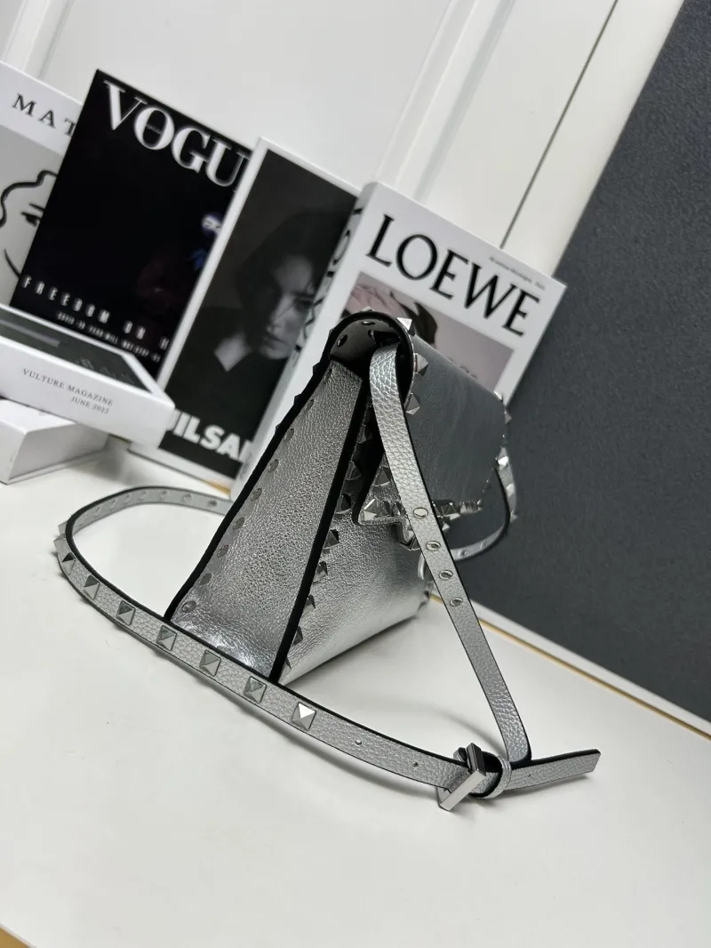 Valentino Women's Silver Studded Crossbody Bag 5027 - Image 3