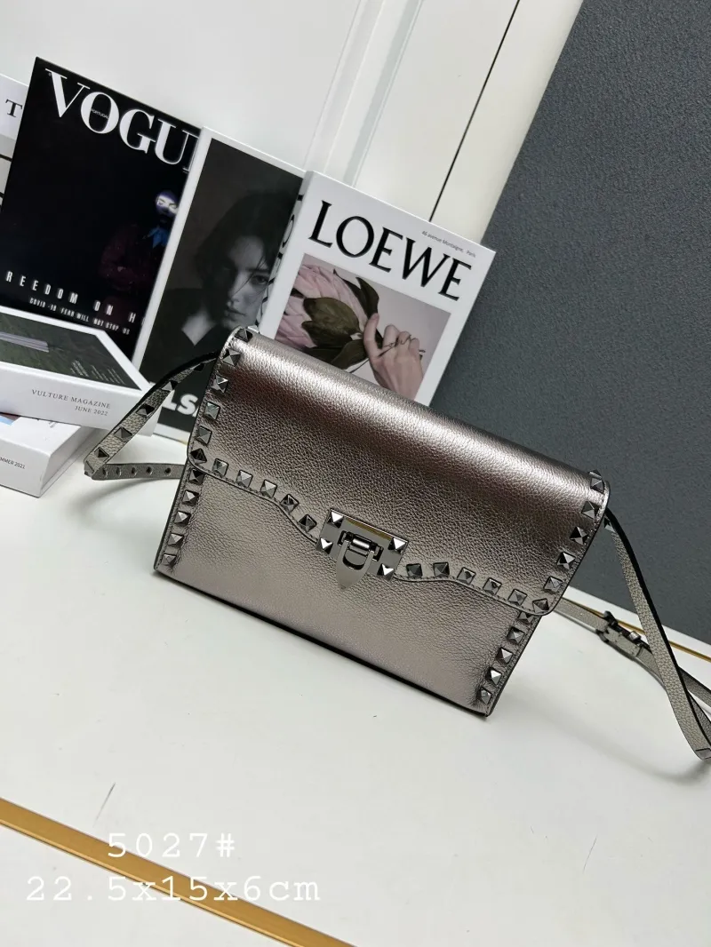 Valentino Metallic Silver Crossbody Satchel Bag 5027