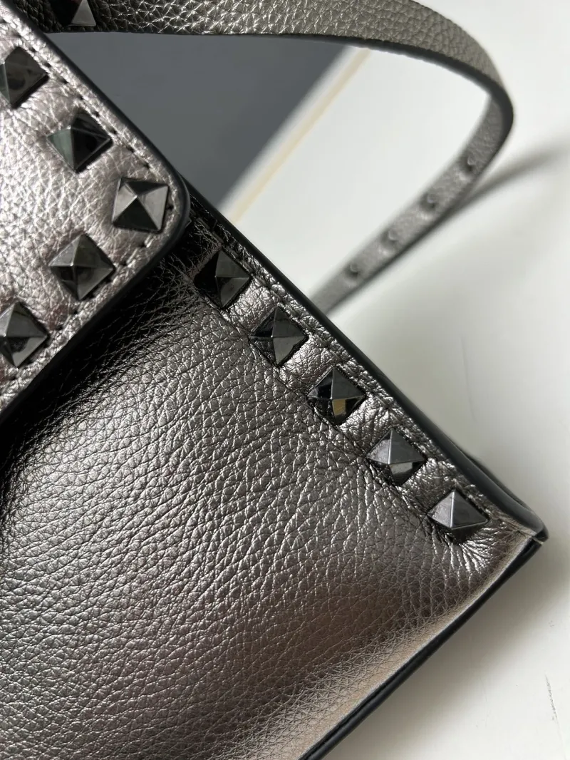 Valentino Metallic Silver Crossbody Satchel Bag 5027 - Image 4