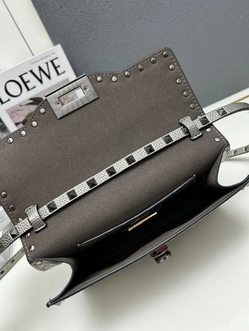 Valentino Metallic Silver Crossbody Satchel Bag 5027 - Image 7