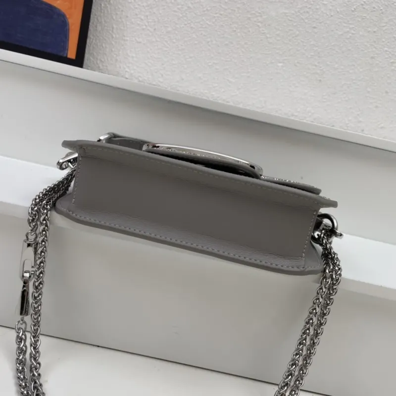 Valentino Gray Rhinestone Satchel Bag 3008 - Image 6