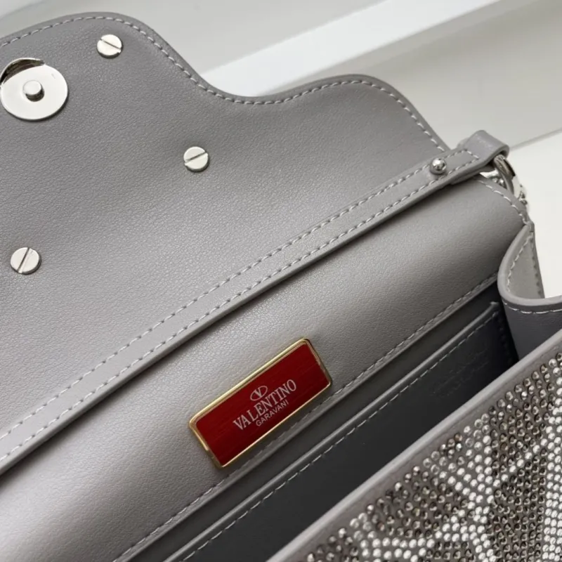 Valentino Gray Rhinestone Satchel Bag 3008 - Image 8
