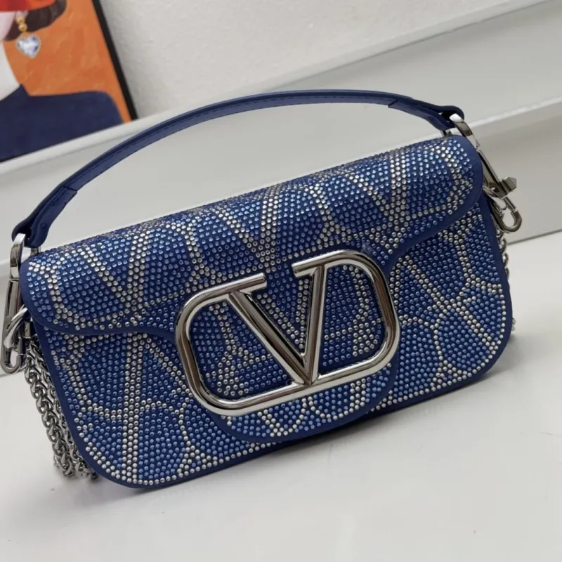 Valentino Blue Rhinestone Satchel Bag 27cm 3008 - Image 3