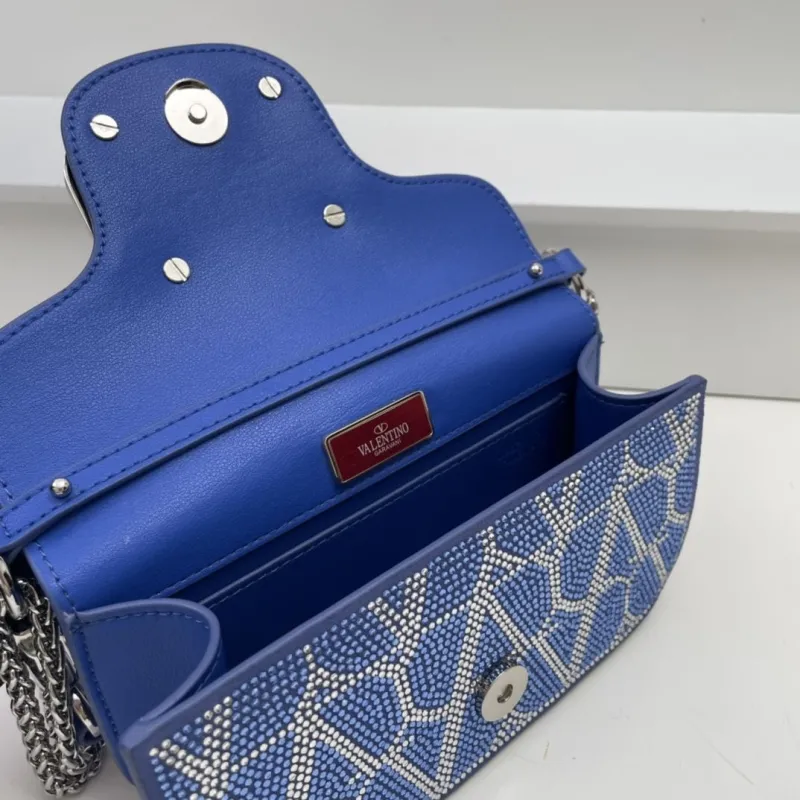 Valentino Blue Rhinestone Satchel Bag 27cm 3008 - Image 7