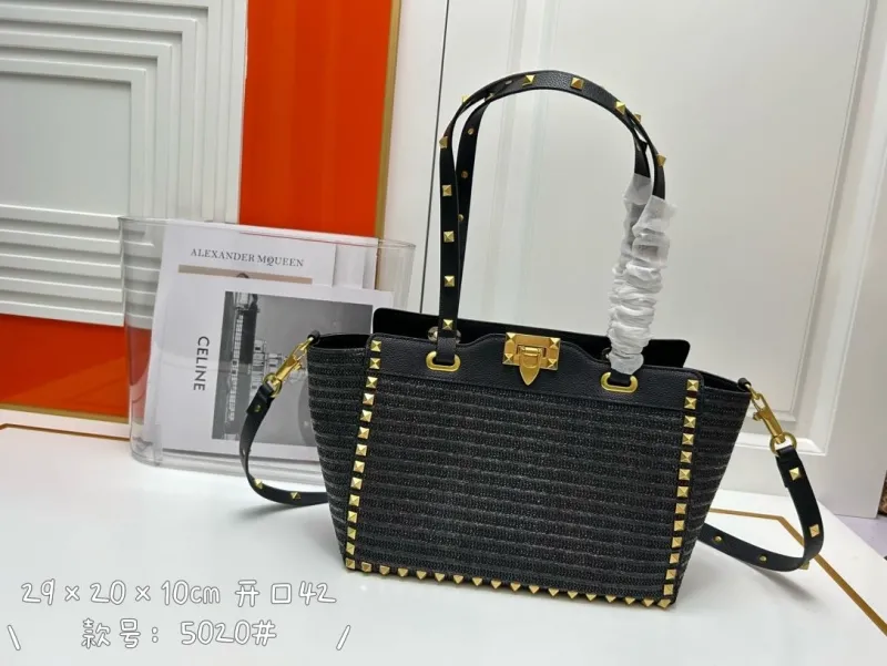 Valentino Black Studded Satchel Bag Model 5020