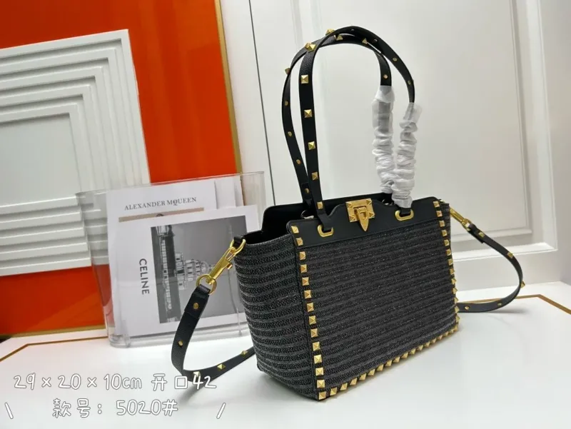 Alternative view of Valentino Black Studded Satchel Bag Model 5020