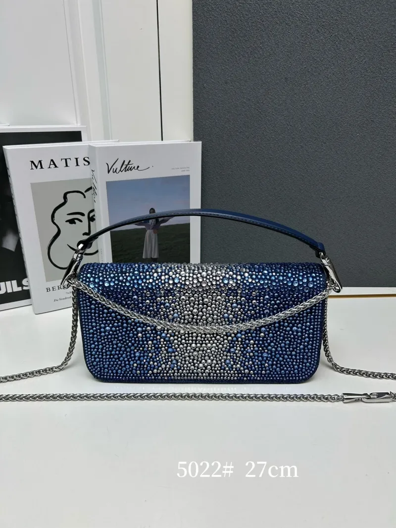 Alternative view of Valentino Blue Rhinestone Satchel Bag 5022 27cm