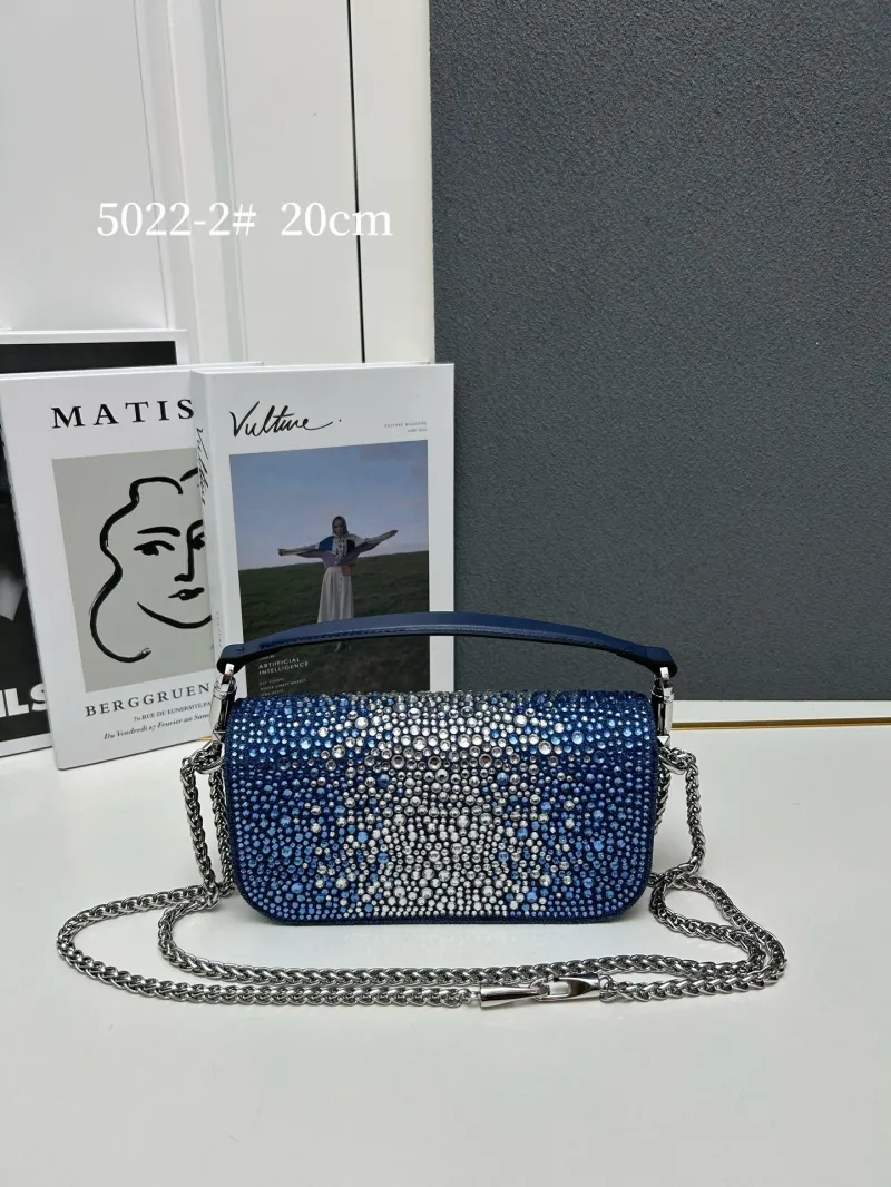 Alternative view of Valentino 5022-2 Blue Rhinestone Satchel Bag 20cm