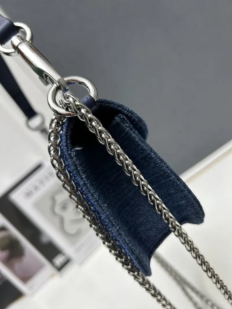 Valentino 5022-2 Blue Rhinestone Satchel Bag 20cm - Image 5