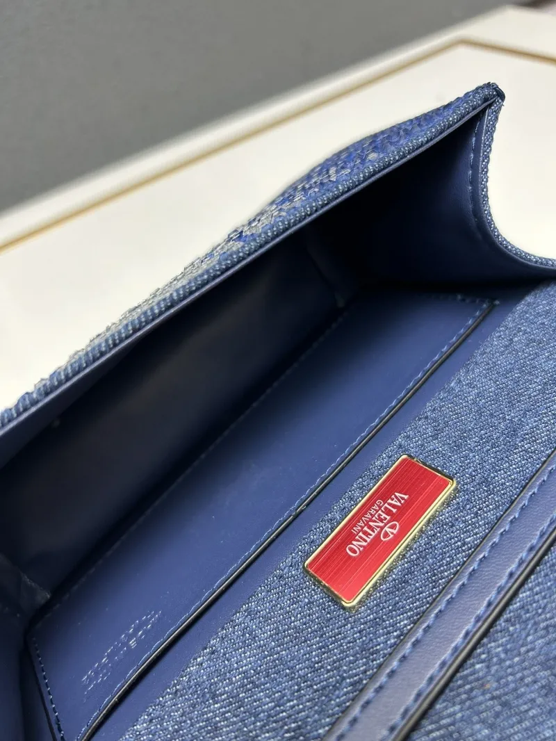 Valentino 5022-2 Blue Rhinestone Satchel Bag 20cm - Image 9