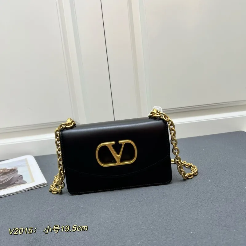 Valentino V2015 Small Black Chain Crossbody Bag