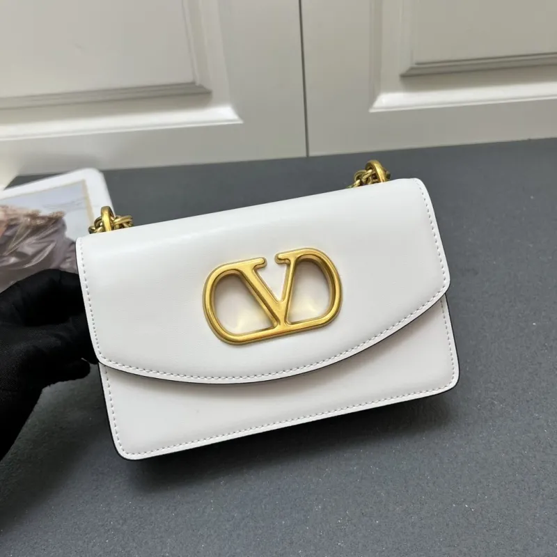 Valentino V2015 Small White Chain Satchel Bag - Image 3
