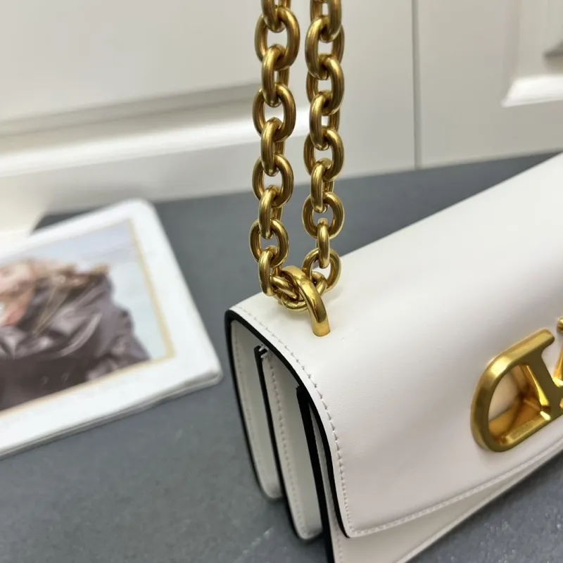 Valentino V2015 Small White Chain Satchel Bag - Image 5