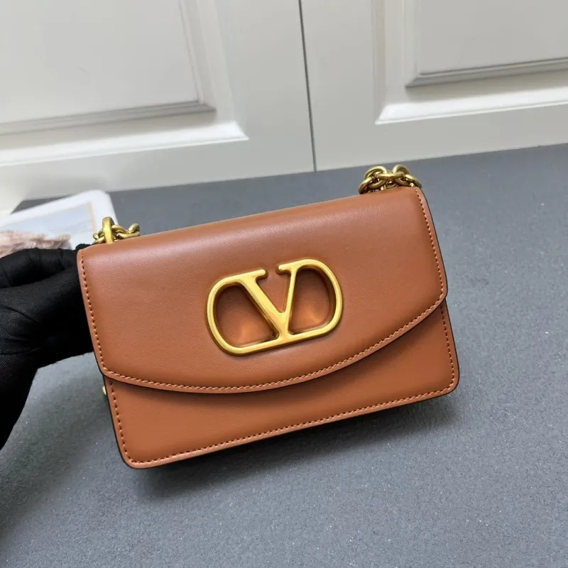 Valentino V2015 Small Brown Leather Satchel Bag - Image 3