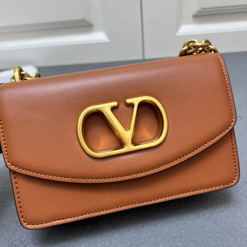 Valentino V2015 Small Brown Leather Satchel Bag - Image 4