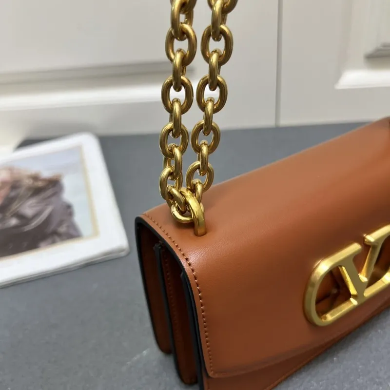 Valentino V2015 Small Brown Leather Satchel Bag - Image 5