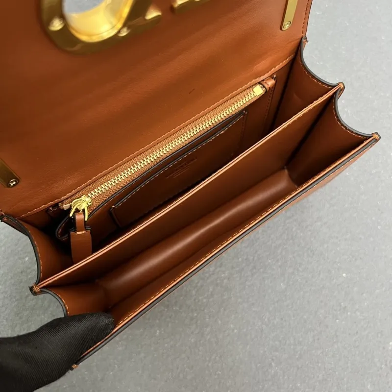 Valentino V2015 Small Brown Leather Satchel Bag - Image 8