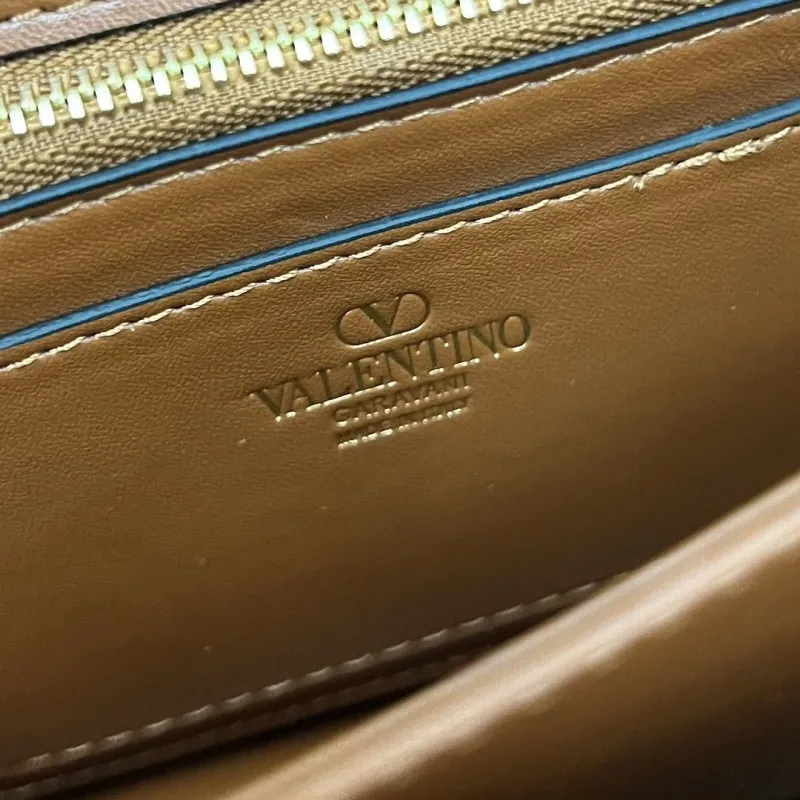 Valentino V2015 Small Brown Leather Satchel Bag - Image 9