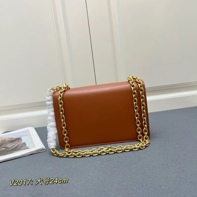 Alternative view of Valentino V2017 Large Brown Leather Chain Satchel Bag