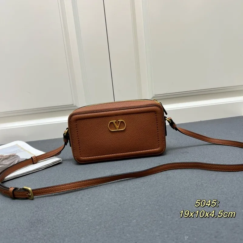 Valentino Brown Leather Crossbody Satchel Bag 5045