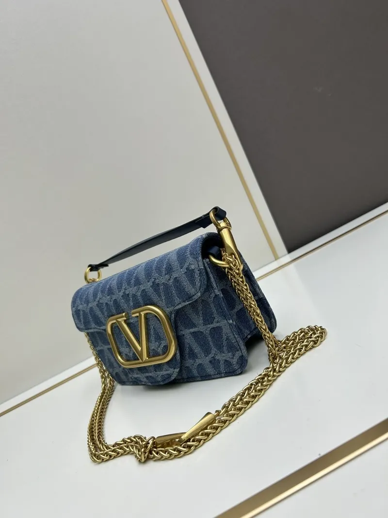 Valentino Blue Denim Satchel Bag 8114 - Image 3