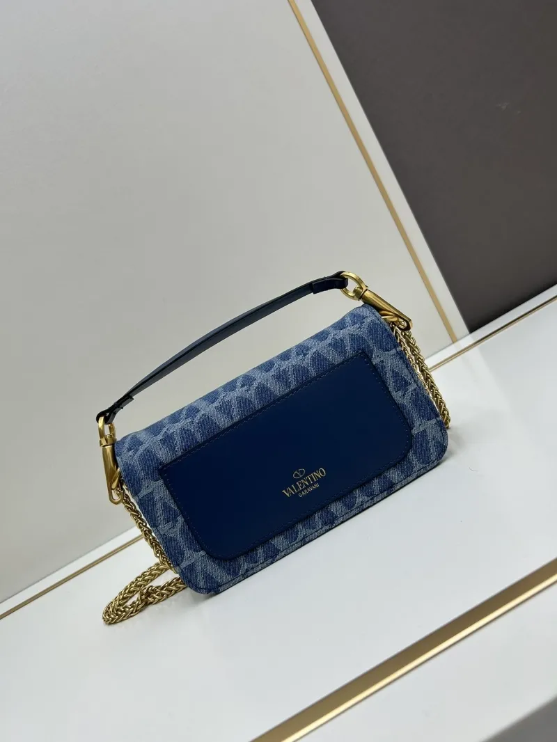 Valentino Blue Denim Satchel Bag 8114 - Image 4
