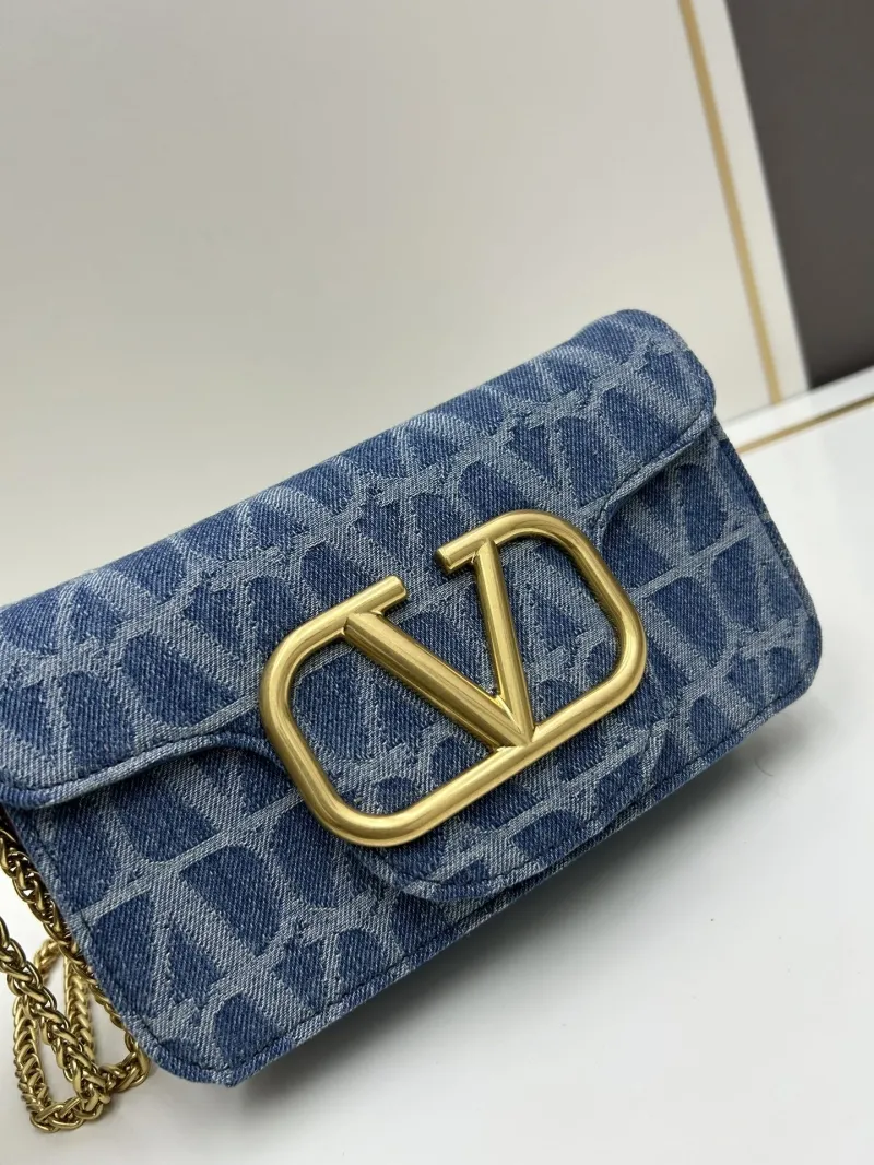 Valentino Blue Denim Satchel Bag 8114 - Image 5