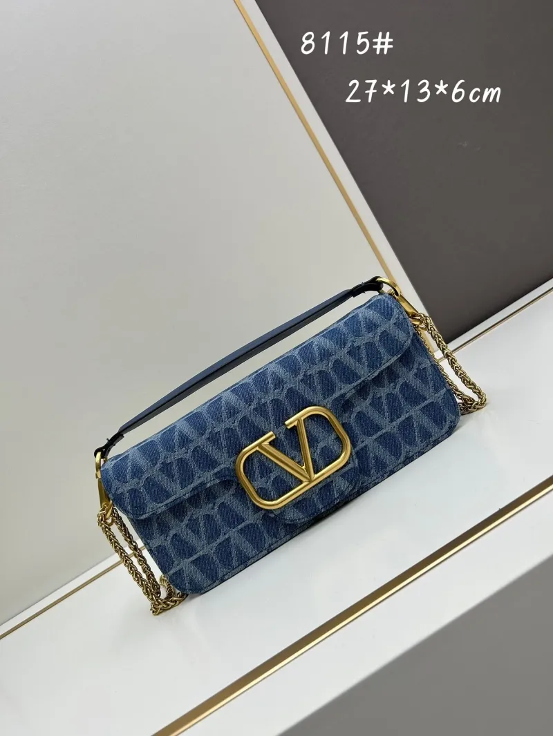 Valentino Blue Denim Chain Shoulder Bag 8115