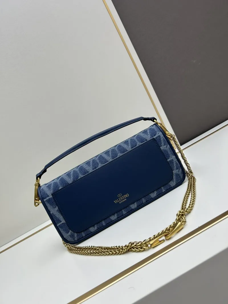 Valentino Blue Denim Satchel Bag 8117 - Image 4