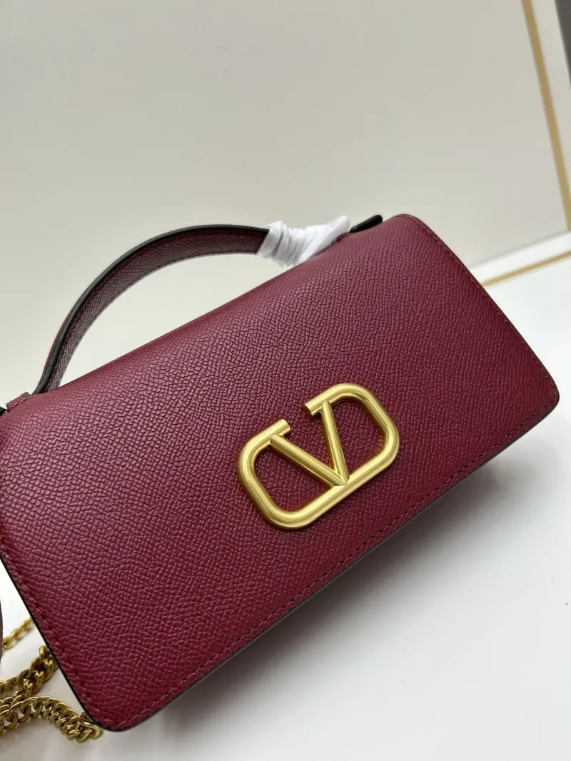 Valentino Burgundy Chain Satchel Bag Model 0132 - Image 4