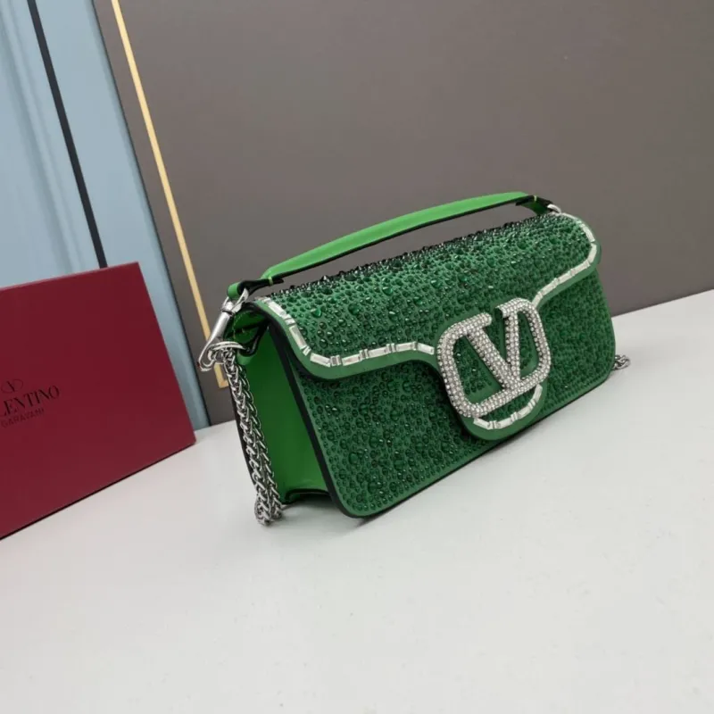 Alternative view of Valentino Green Crystal Satchel Bag 27cm 20229